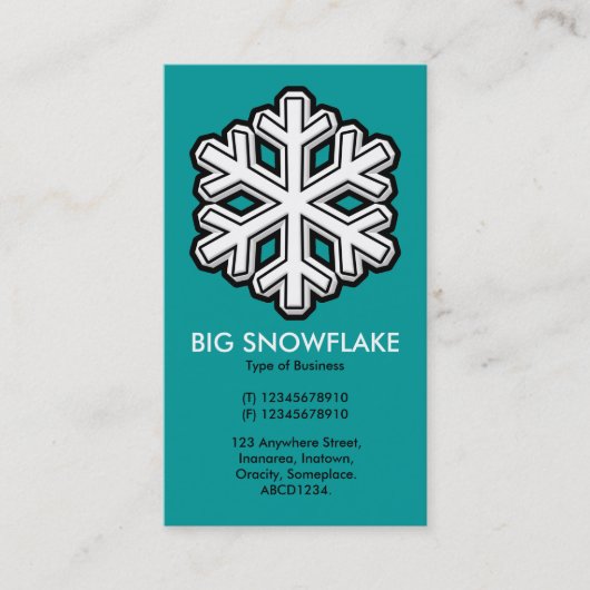 Große Schneeflocke - Türkis (00999) Visitenkarte (Vorderseite)