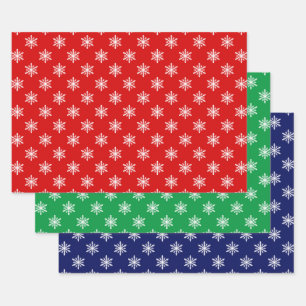Große Schneeflocken DIY Hintergrundfarben Geschenkpapier Set