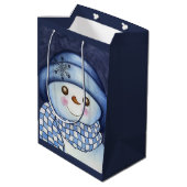 Große Schneemann-Geschenktasche Mittlere Geschenktüte (Rückseite Schrägansicht)
