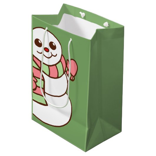 Große Schneemann-Geschenktasche Mittlere Geschenktüte (Vorderseite Schrägansicht)