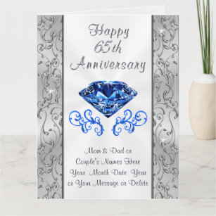 WHITE COTTON CARDS Glückwunschkarte Zum 65. Hochzeitstag – Handgefertigt, 16x16 Cm Mit Umschlag