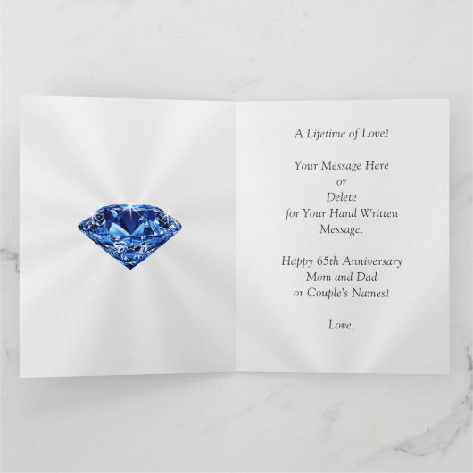 Große schöne 65. Hochzeitstag-Karten Karte (Innenseite)