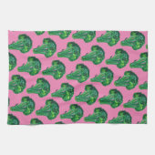 Große schöne Brokkoli essen Ihre Veggies rosa Geschirrtuch (Horizontal)