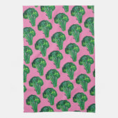 Große schöne Brokkoli essen Ihre Veggies rosa Geschirrtuch (Vertikal)