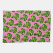Große schöne Brokkoli essen Ihre Veggies rosa Geschirrtuch (Horizontal)