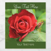 Große schöne rote Rose Blume Weinetikett (Einzelnes Label)
