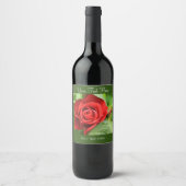 Große schöne rote Rose Blume Weinetikett (Vorderseite)