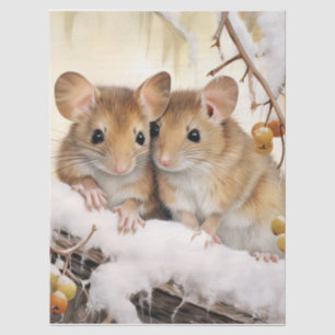 Große schöne Wintermäuse Dekoupage Tissue Seidenpapier