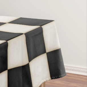 Große, schwarz-antike, weiße Schachbrett 52"x70" Tischdecke