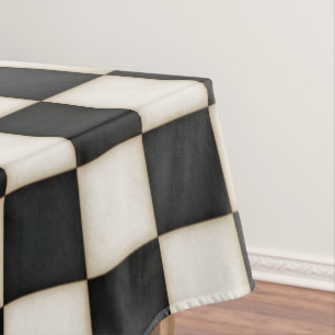 Große, schwarz-antike, weiße Schachbrett 60"x84" Tischdecke