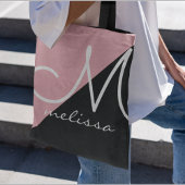 Große, schwarz-rosa Totbeutel mit Monogramm Tasche