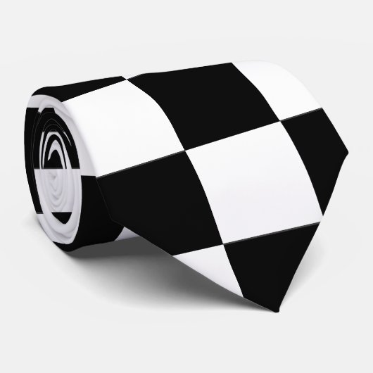 Große schwarz-weiß kariert krawatte (Gerollt)
