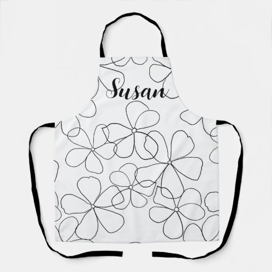 Große Schwarz-weiße Blume Schürze (Vorderseite)