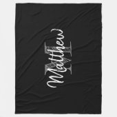 Große schwarz-weiße Fleece-Decke mit Monogramm Fleecedecke (Vorderseite)
