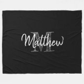 Große schwarz-weiße Fleecedecke mit Monogramm (Vorderseite (Horizontal))