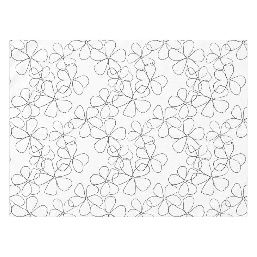 Große Schwarz-weiße handGezeichnet Blume Tischdecke (Vorderseite (Horizontal))