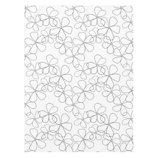 Große Schwarz-weiße handGezeichnet Blume Tischdecke (Vorderseite)