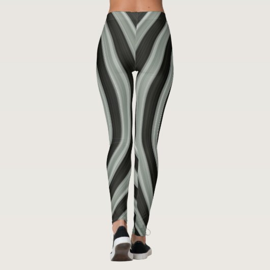große schwarz-weiße Spirale Leggings (Rückseite)