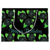 Große schwarze Flower-Tasche Geschenktüte (Vorderseite)