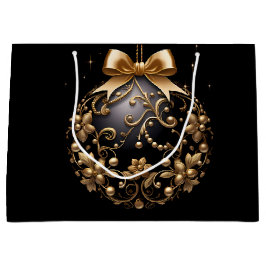 GROSSE SCHWARZE & GOLDENE WEIHNACHTSKUGEL GROßE GESCHENKTÜTE