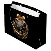 GROSSE SCHWARZE & GOLDENE WEIHNACHTSKUGEL GROßE GESCHENKTÜTE (Rückseite Schrägansicht)