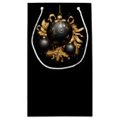 GROSSE SCHWARZE & GOLDENE WEIHNACHTSKUGEL KLEINE GESCHENKTÜTE (Rückseite)