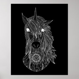 Große schwarze Hintergrundfarbe Einhornfarben-Post Poster
