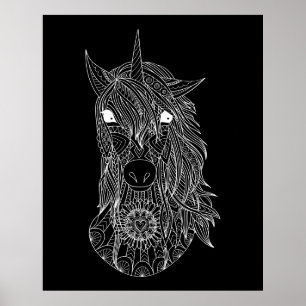 Große schwarze Hintergrundfarbe Einhornfarben-Post Poster