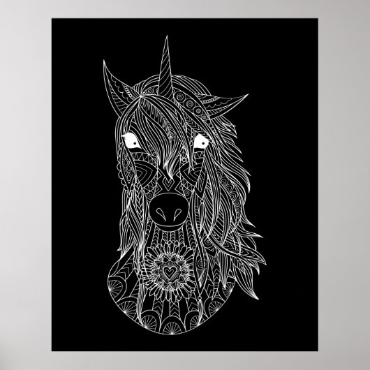 Große schwarze Hintergrundfarbe Einhornfarben-Post Poster (Vorne)
