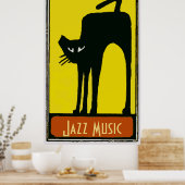 Große schwarze Katze, Jazzmusik, Poster (Küche)