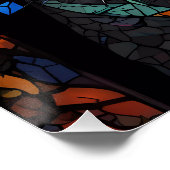 Große schwarze Katze Mosaik-Farbglas-Effekt Poster (Ecke)