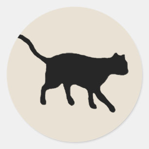 große schwarze Katze Runder Aufkleber