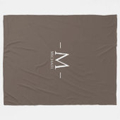 Große schwarze Monogramm Elegant Modernes Braun Fleecedecke (Vorderseite (Horizontal))