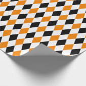 Große schwarze, orangefarbene und weiße Harlequin Geschenkpapier (Ecke)