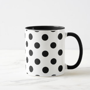 große schwarze Polka-Punkte auf weißem Hintergru Tasse