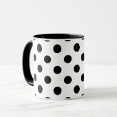 große schwarze Polka-Punkte auf weißem Hintergrund Tasse (Vorderseite Links)