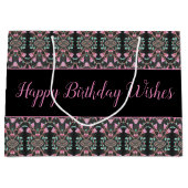 Große schwarze Rosa und Aquamarines Papier Geburts Geschenktüte (Vorderseite)