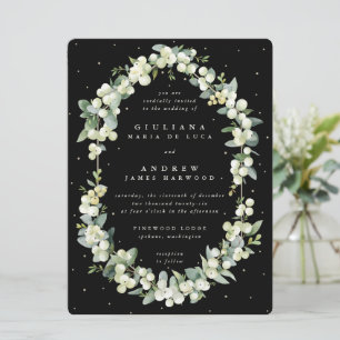 Große schwarze Schneebeere + Eukalyptus-Hochzeit Einladung