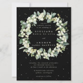 Große Schwarze Snowbere + Eukalyptus Wreath Weddin Einladung (Vorderseite)