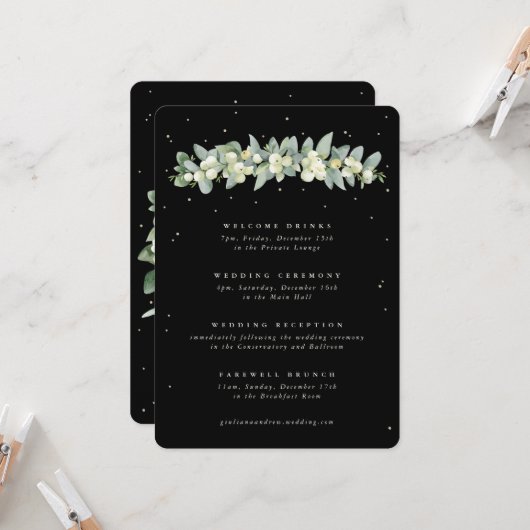 Große Schwarze Snowberry+Eukalyptus Hochzeitreise (Vorderseite/Rückseite Beispiel)