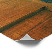 Große schwarze Straßenkatze sprang auf Hauspost Poster (Ecke)