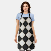 Große schwarze und antike weiße Diamanten Mittel Schürze (Getragen)