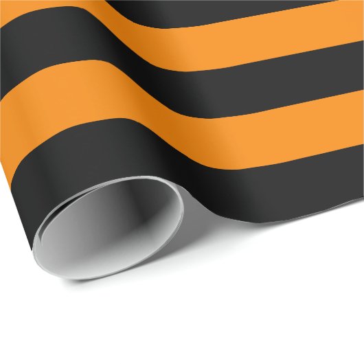 Große schwarze und orange Streifen Geschenkpapier (Rolleneckpunkt)