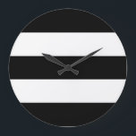 Große schwarze und weiße Streifen Wanduhr<br><div class="desc">Sie können den weißen Teil dieses Designs anpassen,  indem Sie die Hintergrundfarbe ändern.</div>