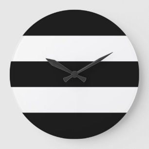 Große schwarze und weiße Streifen Wanduhr