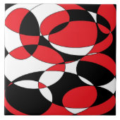 Große schwarze, weiße und rote elliptische Kachel (Vorderseite)