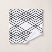 Große Schwarzweiss-Diamanten Badhandtuch Set (Waschlappen)
