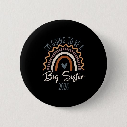 Große Schwester 2026 Mädchen Regenbogen Große Schw Button (Vorderseite)