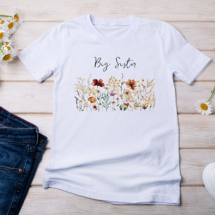 Große Schwester Aquarell Wildblume Hübsche Floral T-Shirt