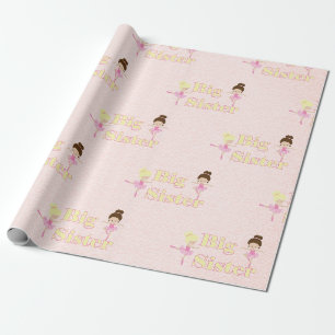 Große Schwester Ballerina Geschwister Textil-Look Geschenkpapier